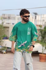 Premium Print Drop-Shoulder | Light Green